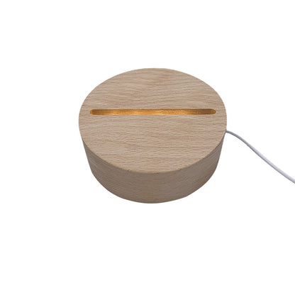 Funny lucky cat light box in a round wooden design with a glowing slot for added charm in office or shop displays.